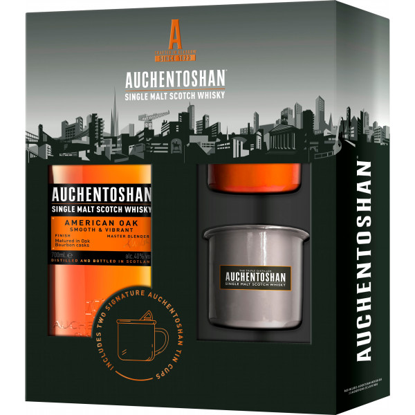 Виски Auchentoshan American Oak 8 лет + 2 стакана 0.7л