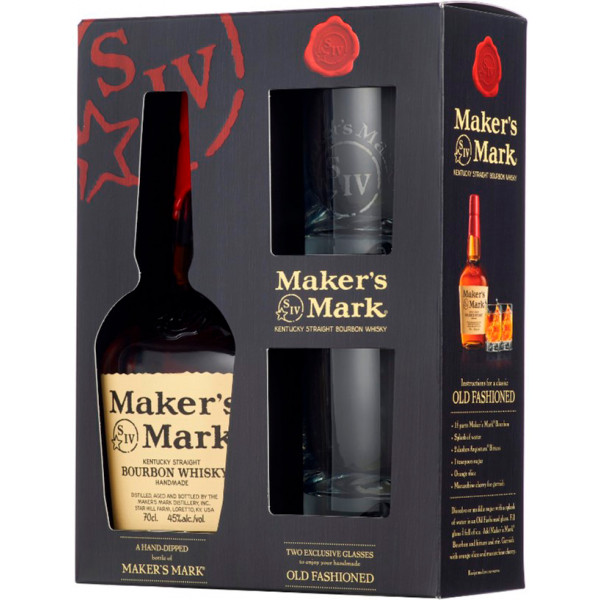 Виски Бурбон Maker's Mark 0.7л 45% + 2 стакана