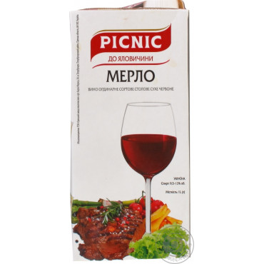 Вино Picnic Мерло красное сухое 1л